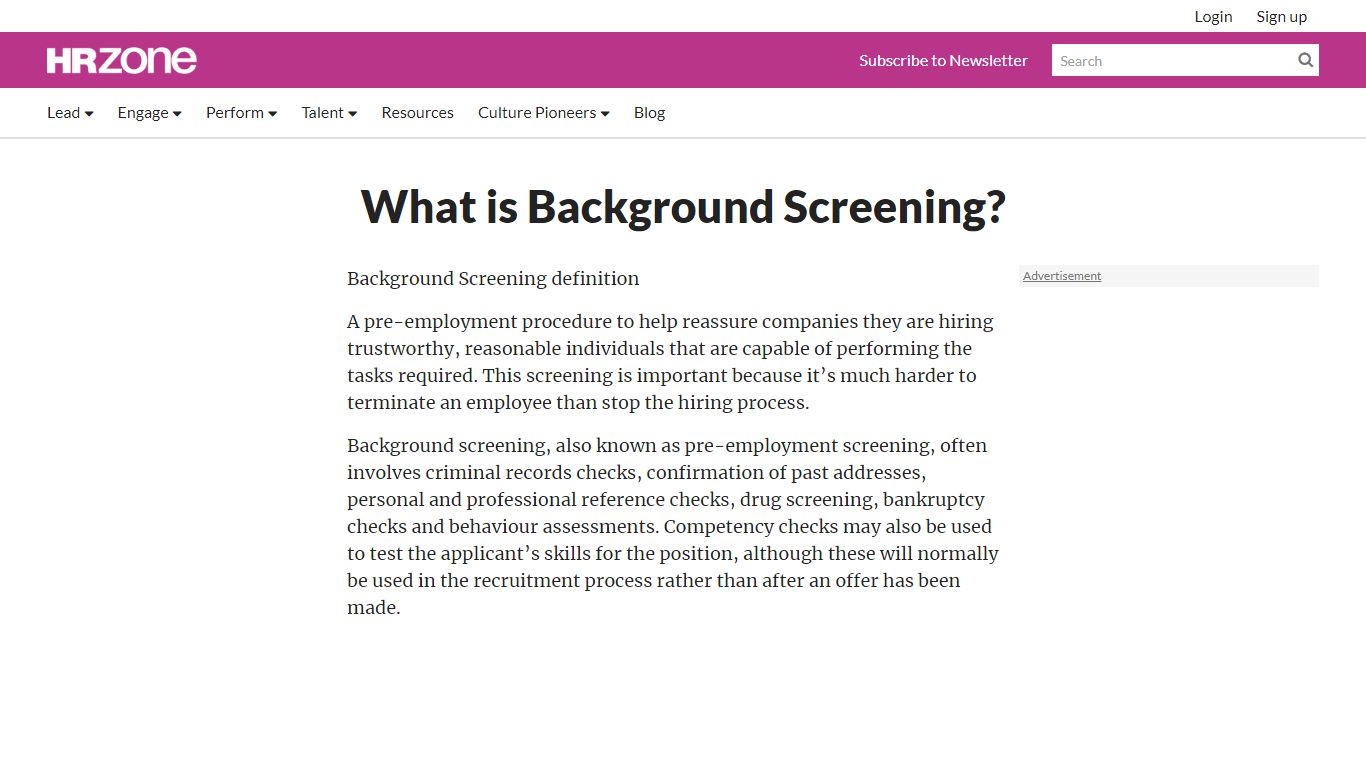 What is Background Screening? | HRZone